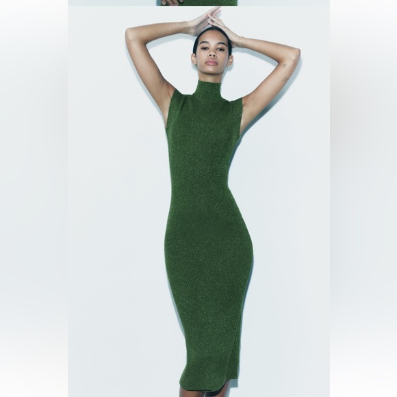 ZARA BLOGGERS FAV KNIT DRESS WITH METALLIC THREAD - Picture 8 of 13